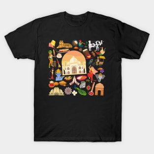 India Travel Icons T-Shirt